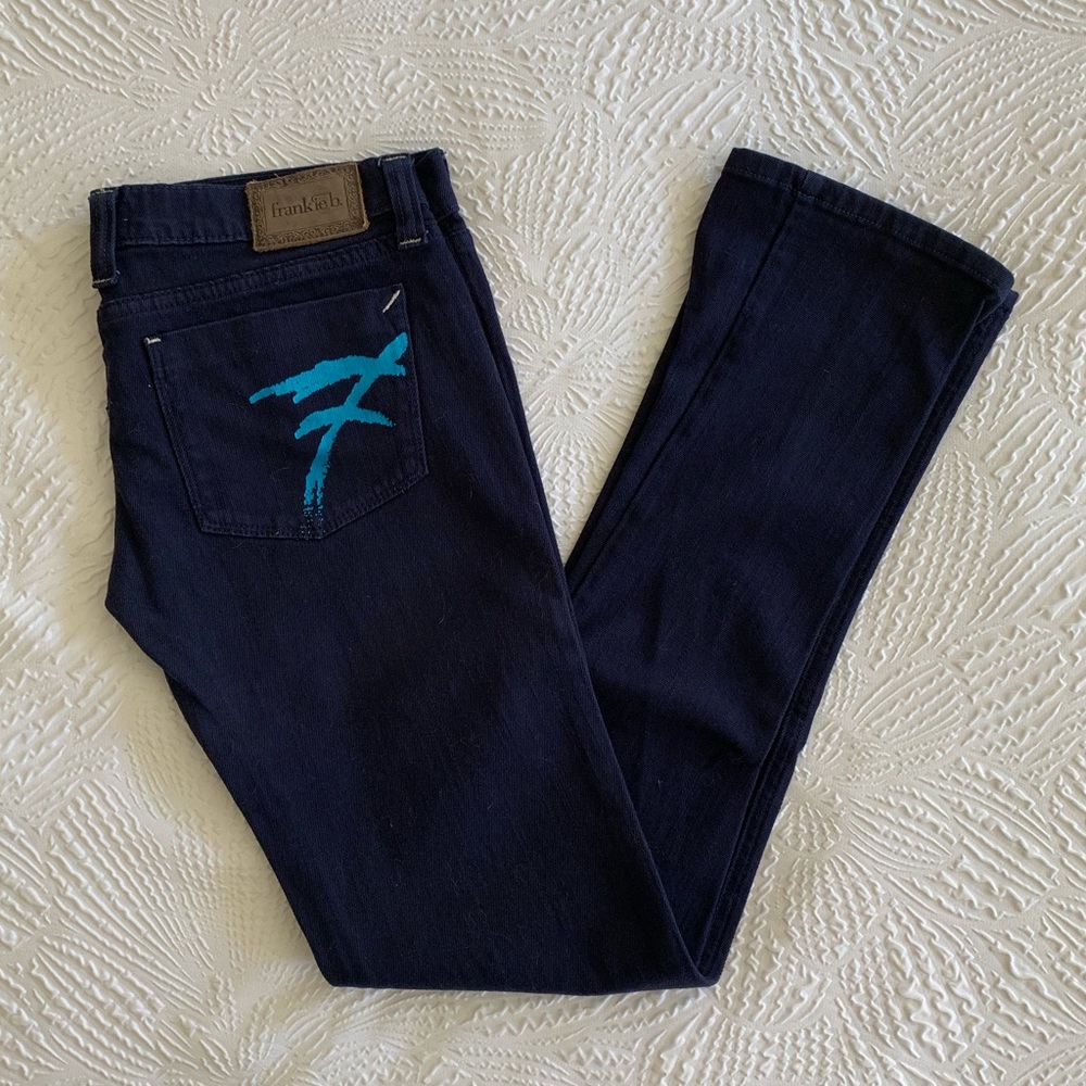 Frankie B Dark Blue Stretch Denim Jeans, Size 27